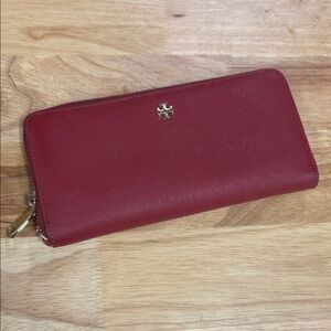 Tory Burch Red Zip-Around Wallet